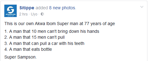 77-Year-Old Akwa Ibom Man Who Eats Bottles And Pulls Cars With His Teeth