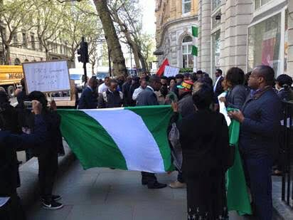 UK Based Nigerians At The Nigeria High Commission UK Demand To See President Buhari