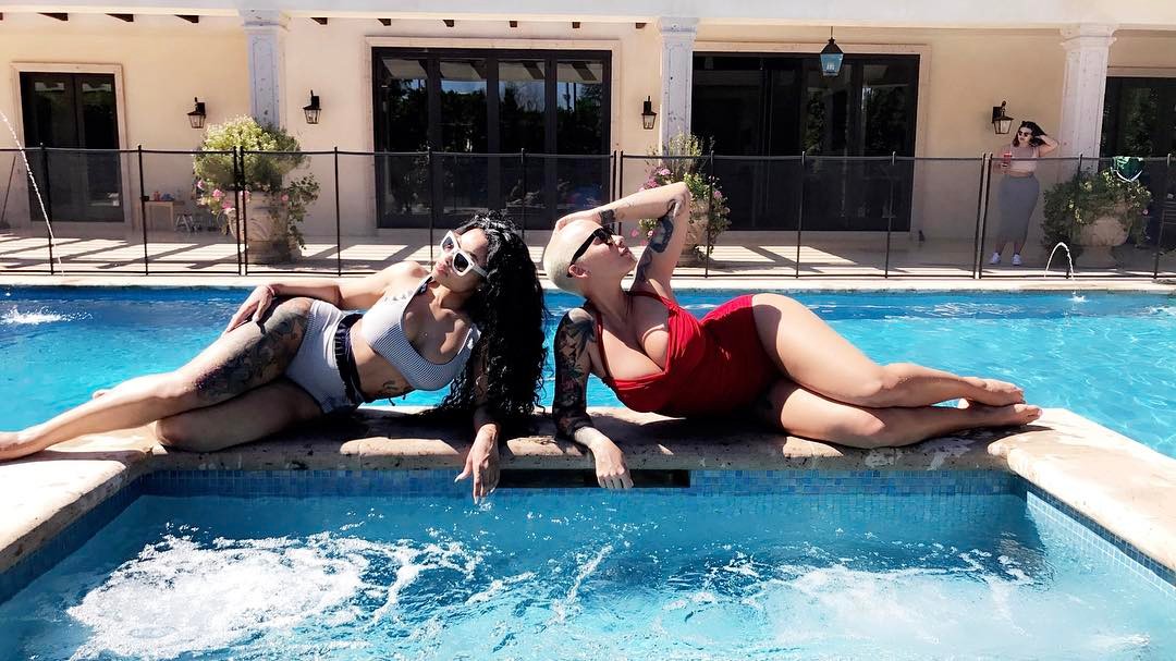 Blac Chyna And Amber Rose Relax In Swimsuit By Pool