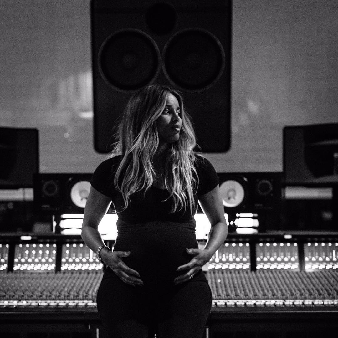 Ciara Is Seen Flaunting Her Growing Baby Bump In The Recording Studio