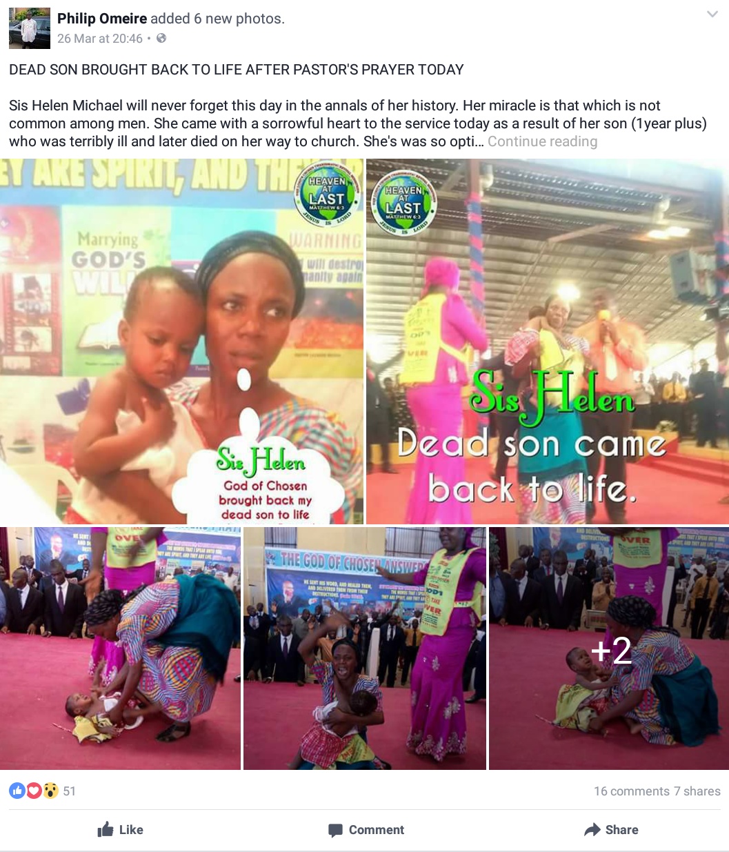 Child Who Died And Was Brought Back To Life At the Lord's Chosen Charismatic Ministries