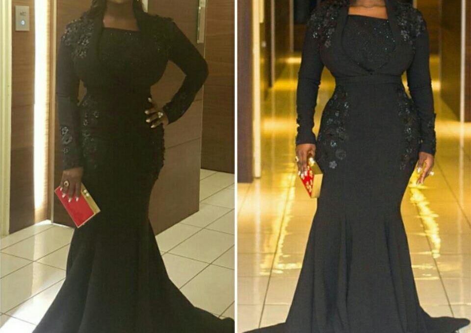 Nollywood Actress Mercy Johnson Slayed In Black Embellished Gown At AMVCA 2017