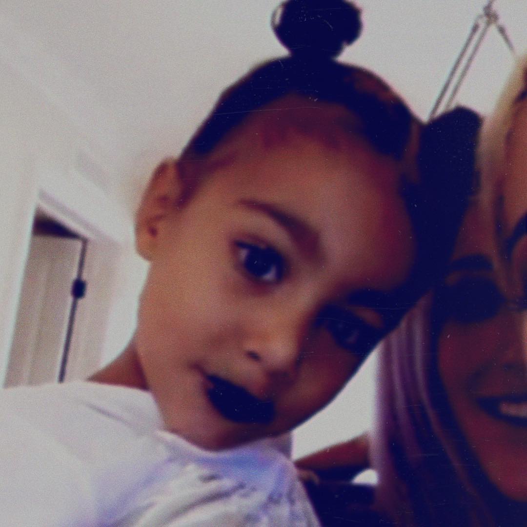 Kim Kardashian Shocks Followers By Putting Black Lipstick On Daughter North West