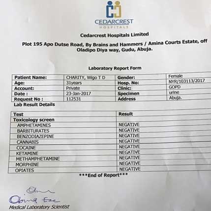 Tonto Dikeh Has Posted Results Of Drug Test Carried Out In Abuja