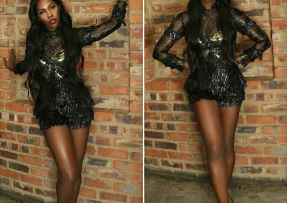 Tiwa Savage Gets Goosebumps As She Channels Her Inner Amazon Queen In Black And Gold Fringed Raffia Playsuit