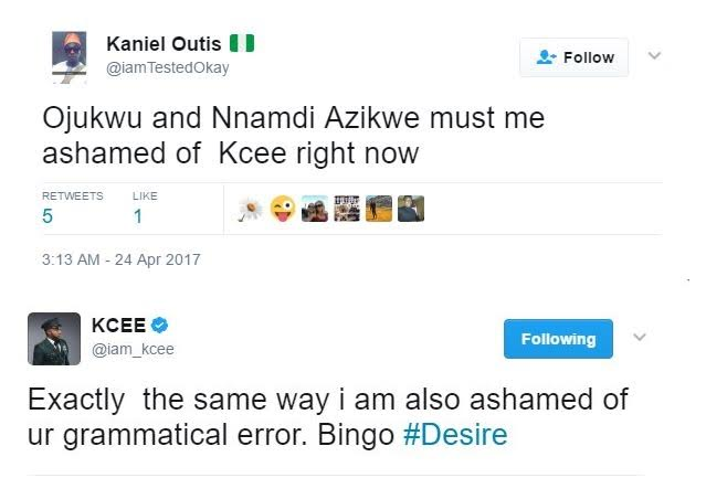 Between Nigerian Singer KCee And A Twitter User 1