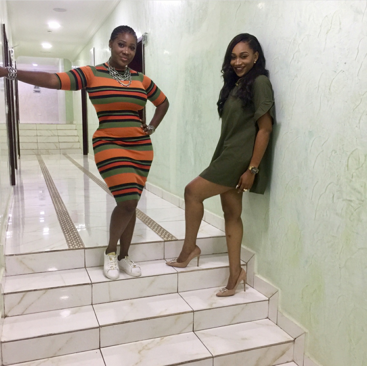 Mercy Johnson And Ebube Nwagbo Pose Together Glo Mega Music Tour 2017