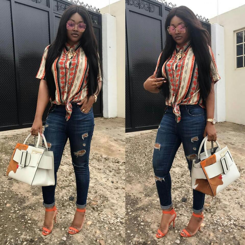 Mercy Aigbe Bounces Back From Domestic Violence Victim To Slay Queen In Beautiful Vintage Shirt