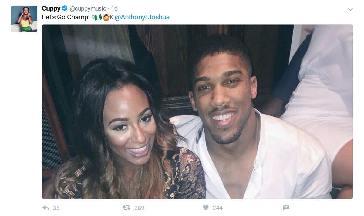 DJ Cuppy Posted A Photo With Anthony Joshua But Twitter Hilariously Roasts Her