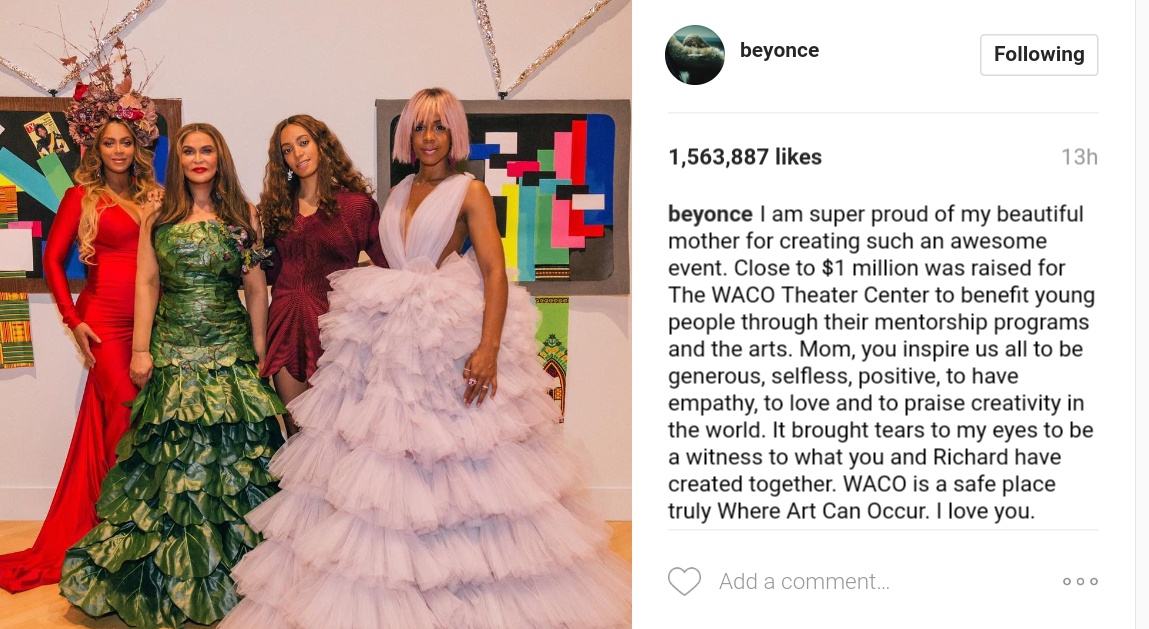 Beyonce Shows Off Family Photo While Rocking Red-Hot Gown And Headpiece 1