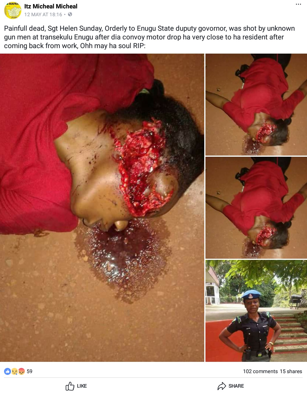 Gunmen Did To Female Orderly Attached To Enugu State Deputy Governor At Trans Ekulu