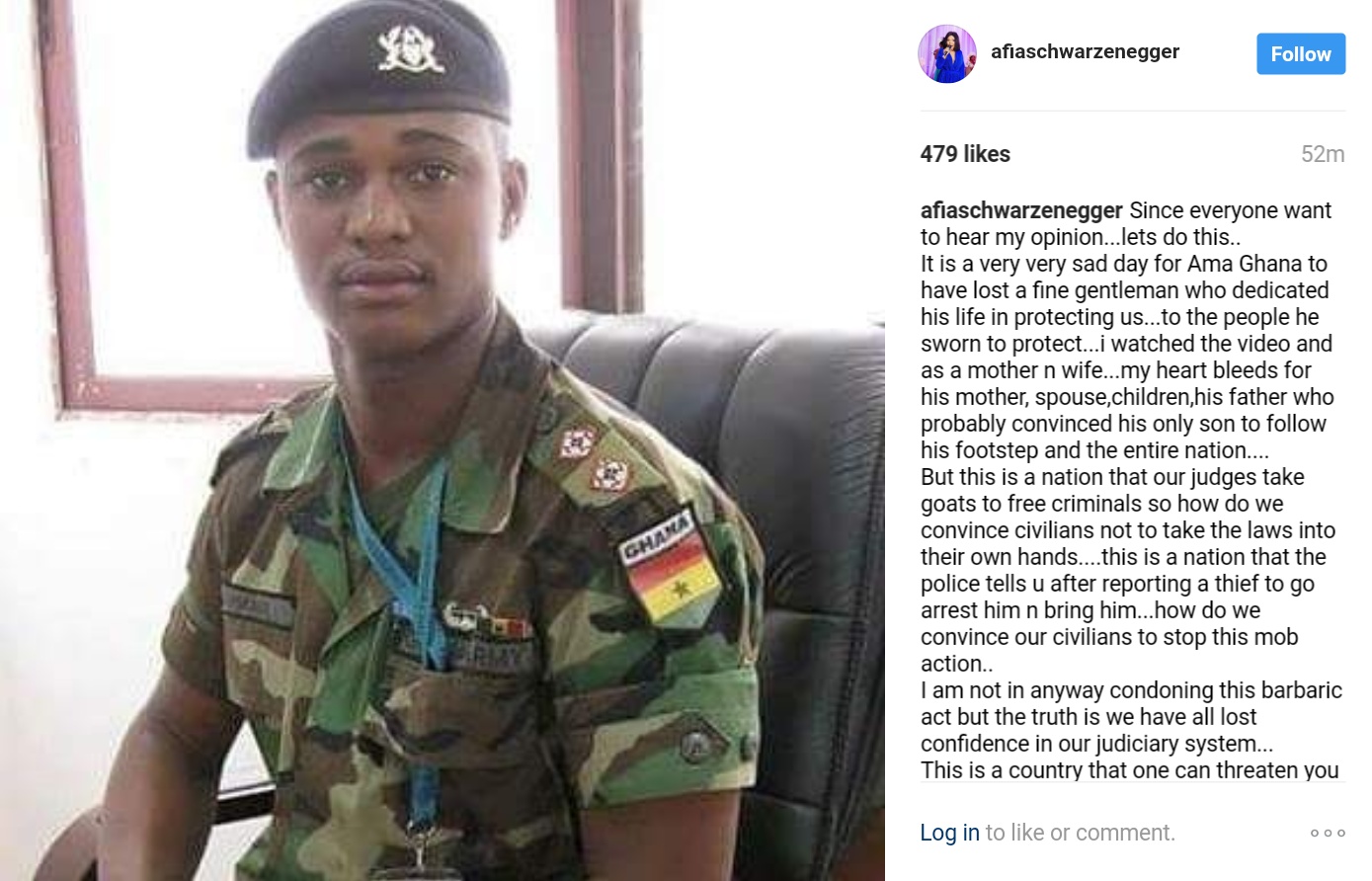 Afia Schwarzenegger Has Given Her Opinion Regarding The Death Of Captain Maxwell Mahama