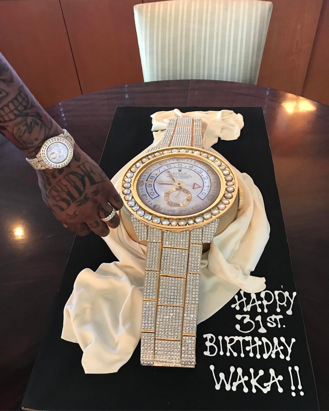 Gold Watch Cake Tammy Rivera Spoilt Her Husband Waka Flocka With To Celebrate His 31st Birthday