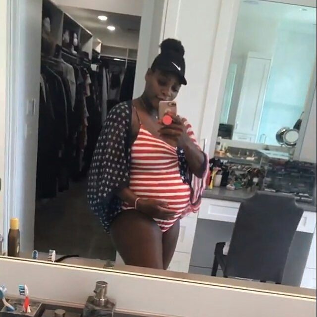 Serena Williams Proudly Shows Off Baby Bump In New Swimsuit (1)