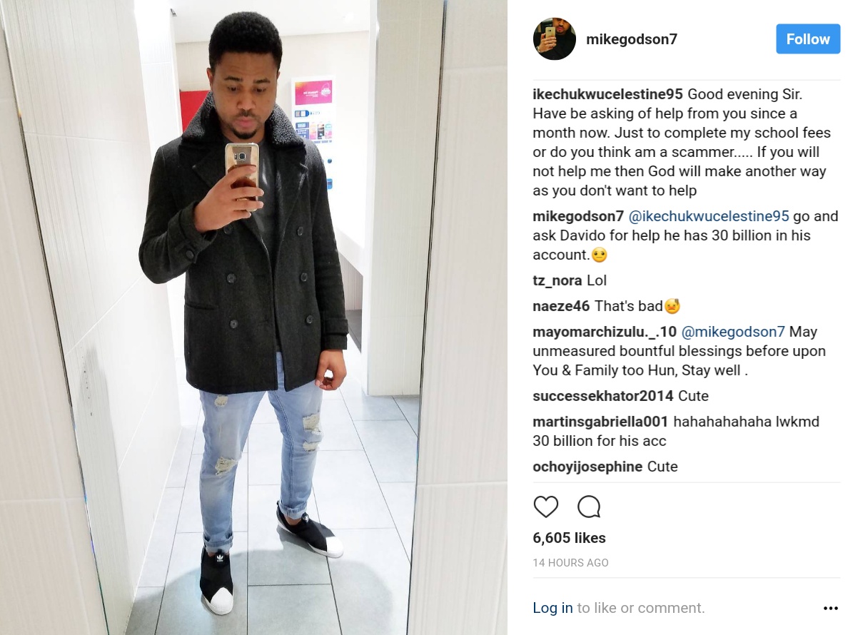 Mike Godson Reply To Follower Who Begged Him For Money