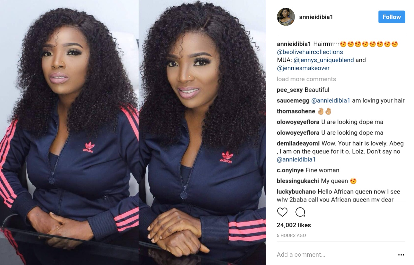 Annie Idibia Stuns In New Hair While Rocking Adidas (1)