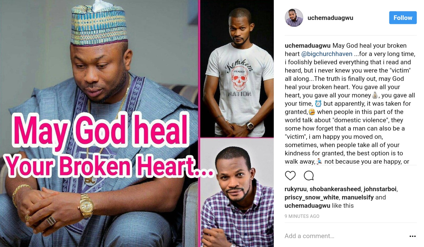 Uche Maduagwu Sends Words Of Comfort To "Victim" Olakunle Churchill Over Failed Marriage With Tonto Dikeh (1)