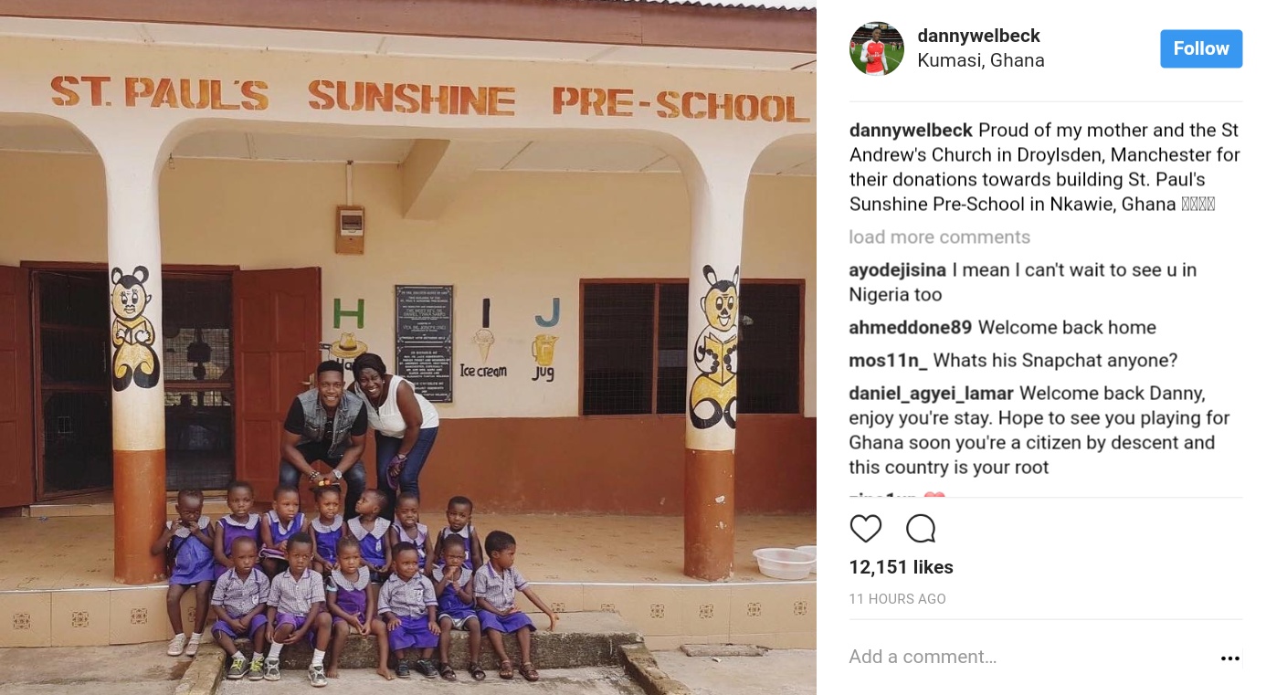 Danny Welbeck Shows Off Photo Of St. Paul's Sunshine Pre-School In Nkawie (1)