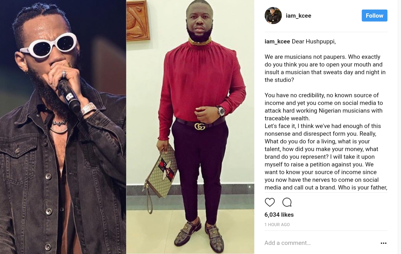 Kcee Has Blasted Hushpuppi After His Continuous Attack On Nigerian Musicians (1)