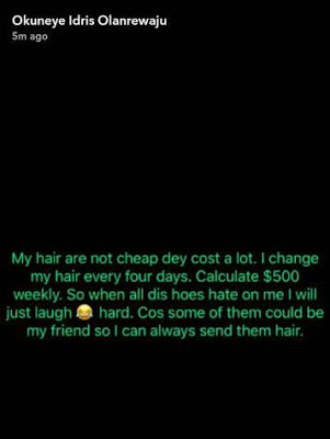 Bobrisky Bragging About Changing His $500 Hair Weekly (1)