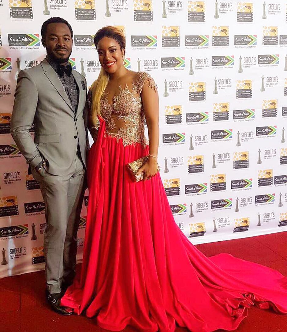 Joselyn Dumas Was Pictured Rocking Lace Appliqué Velveteen Gown At The Simon Mabhunu Sabela Awards 2017 In Durban (2)