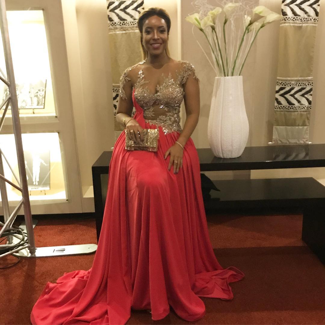 Joselyn Dumas Was Pictured Rocking Lace Appliqué Velveteen Gown At The Simon Mabhunu Sabela Awards 2017 In Durban (1)