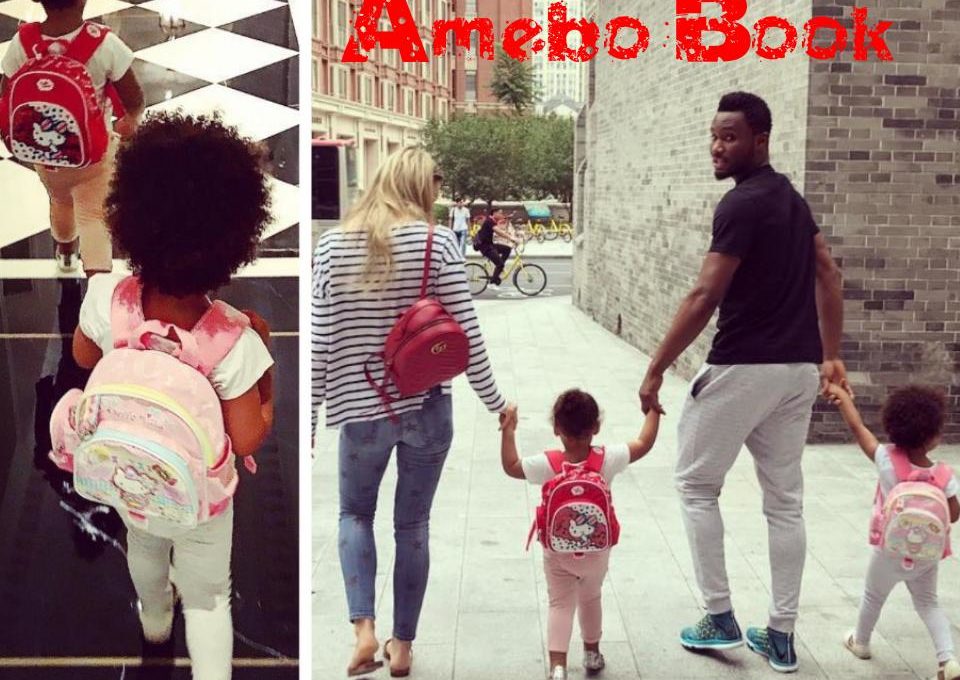 Mikel Obi And Girlfriend Olga Allegra Accompany Twin Daughters To Their First Day Of Nursery School