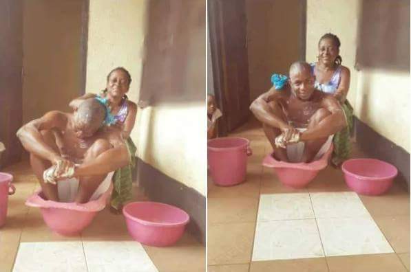 Nigerian Man Has Gone Viral After Allowing His Mother Bathe And Feed Him To Celebrate His Birthday (1) 