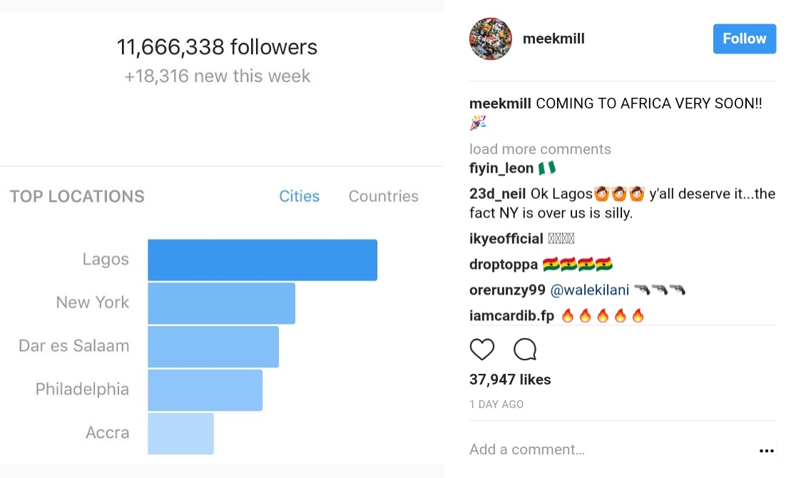 Meek Mill Will Visit Africa Soon After He Realized His Top Instagram Followers Are Africans (1)