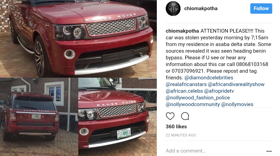 Chioma Akpotha Raises Alarm After Range Rover Was Stolen From Her Residence In Asaba (2)
