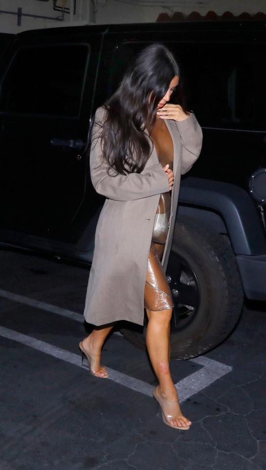 Kim Kardashian Rocks See Through PVC Dress (3) 