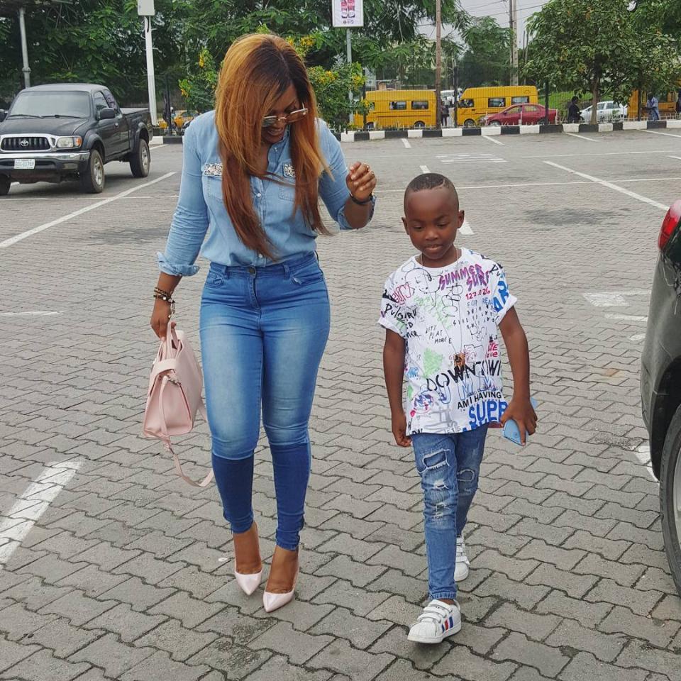 Mercy Aigbe And Son Step Out Looking Stylish