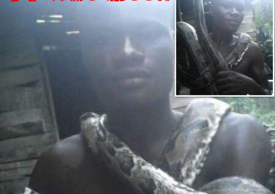 Young Nigerian Man Killed A Big Snake And Displayed It Around His Neck