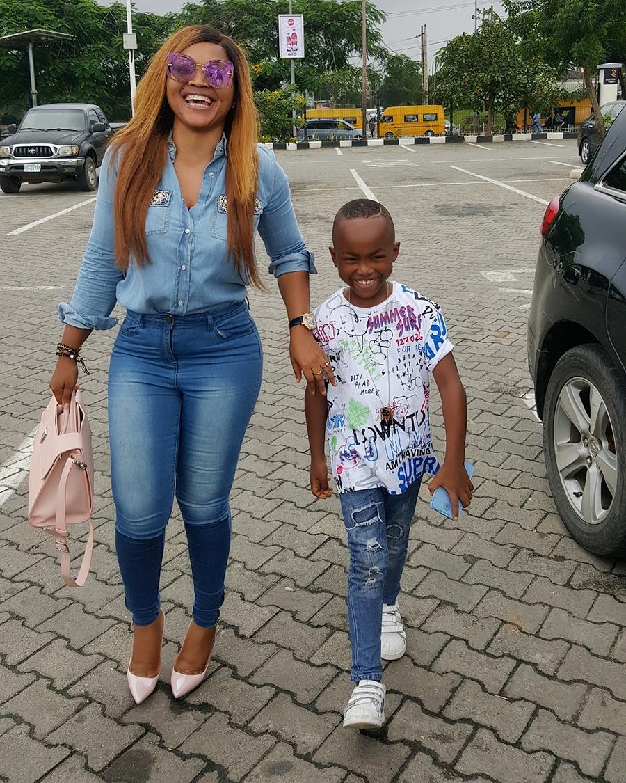 Mercy Aigbe And Son Step Out Looking Stylish (1)