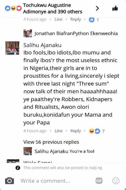 Nigerian Police Officer Salihu Ajanaku And His Hate Comment (1)