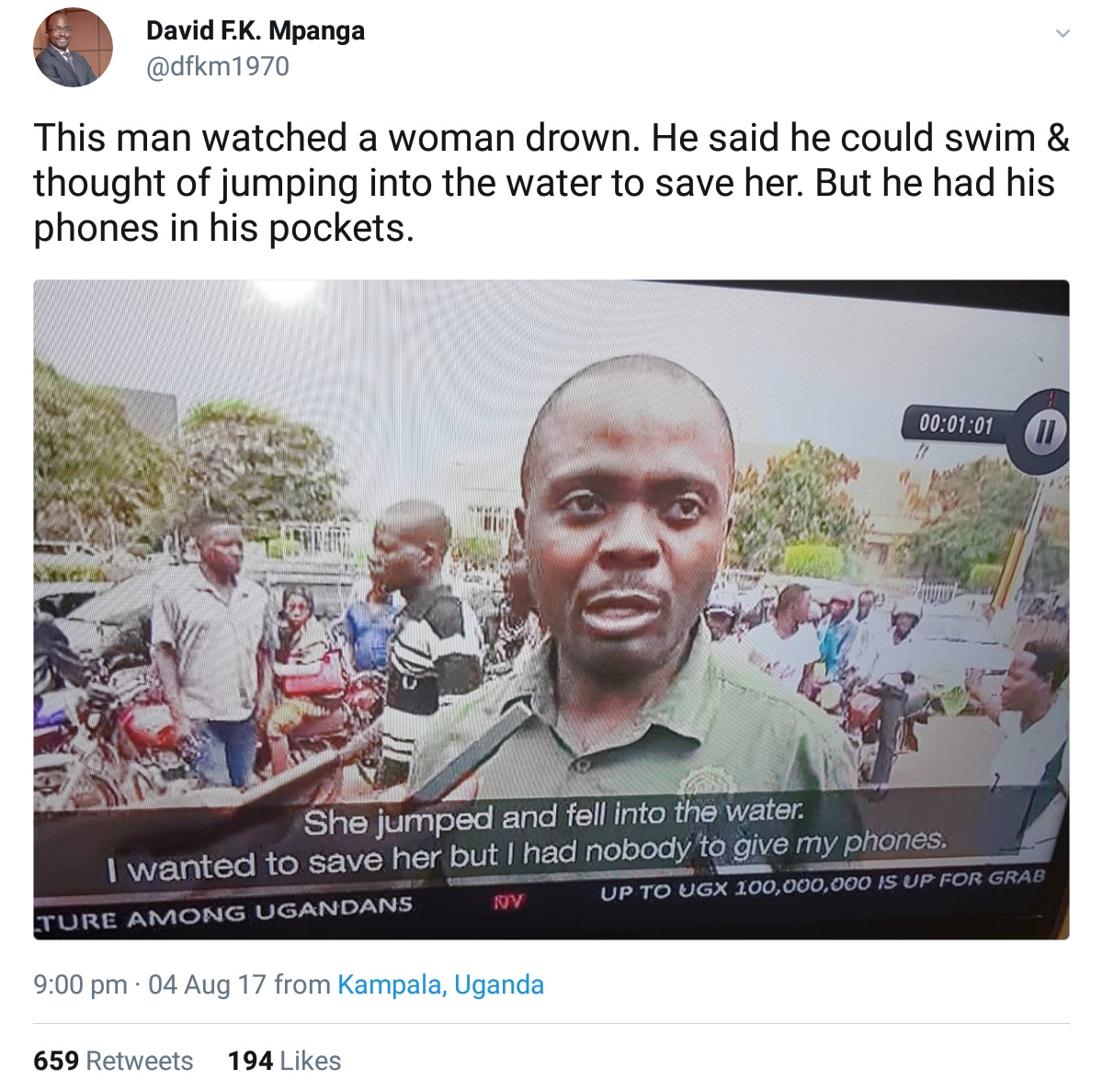 Ugandan Man Who Decided To Save His Mobile Phones Instead Of A Drowning Woman (1)