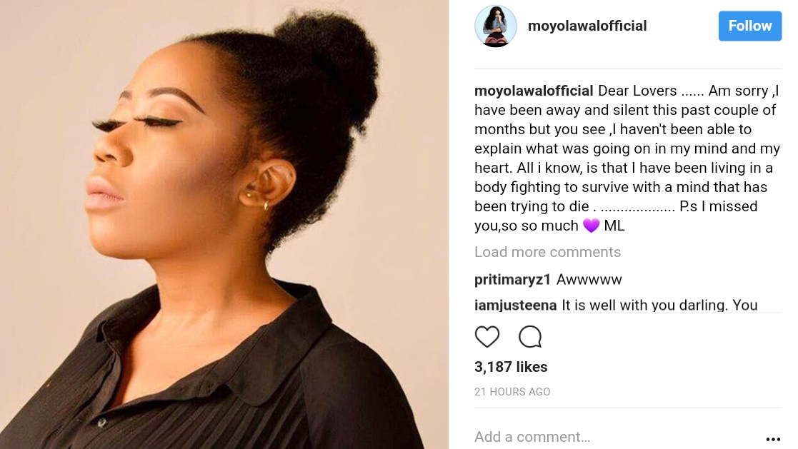 Moyo Lawal Reacts After Her Suicidal Thoughts And Depression Was Made Public (1)