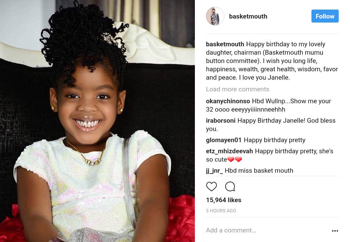 Basketmouth Wishes Daughter Janelle Happy Birthday (2)