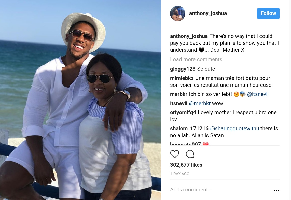 Boxing Champ Anthony Joshua Pays Tribute To Mum (1)