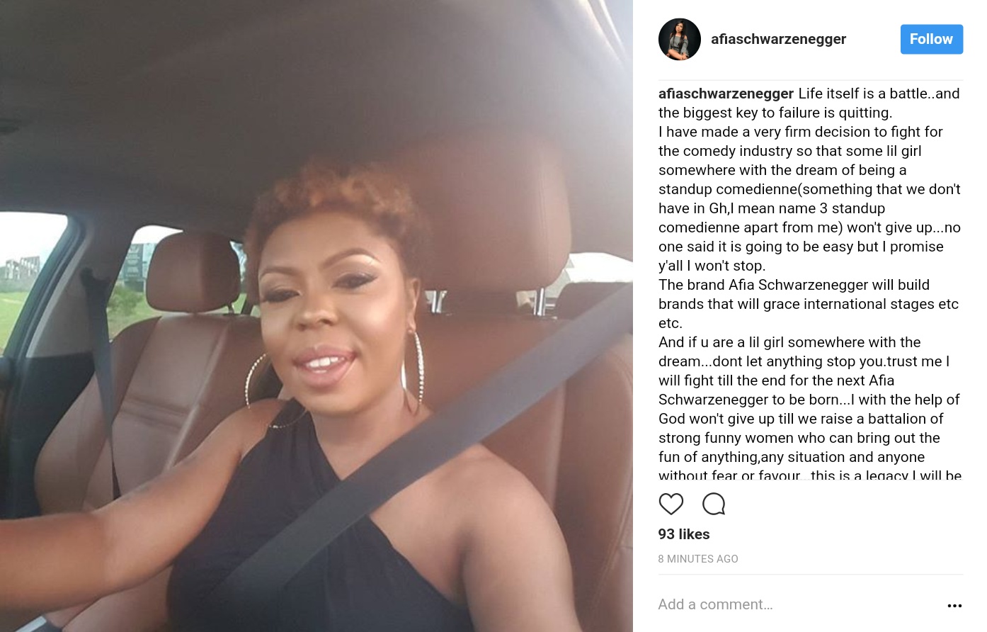 Afia Schwarzenegger Has Made A Firm Decision To Fight For Ghanaian Comedy Industry (1)