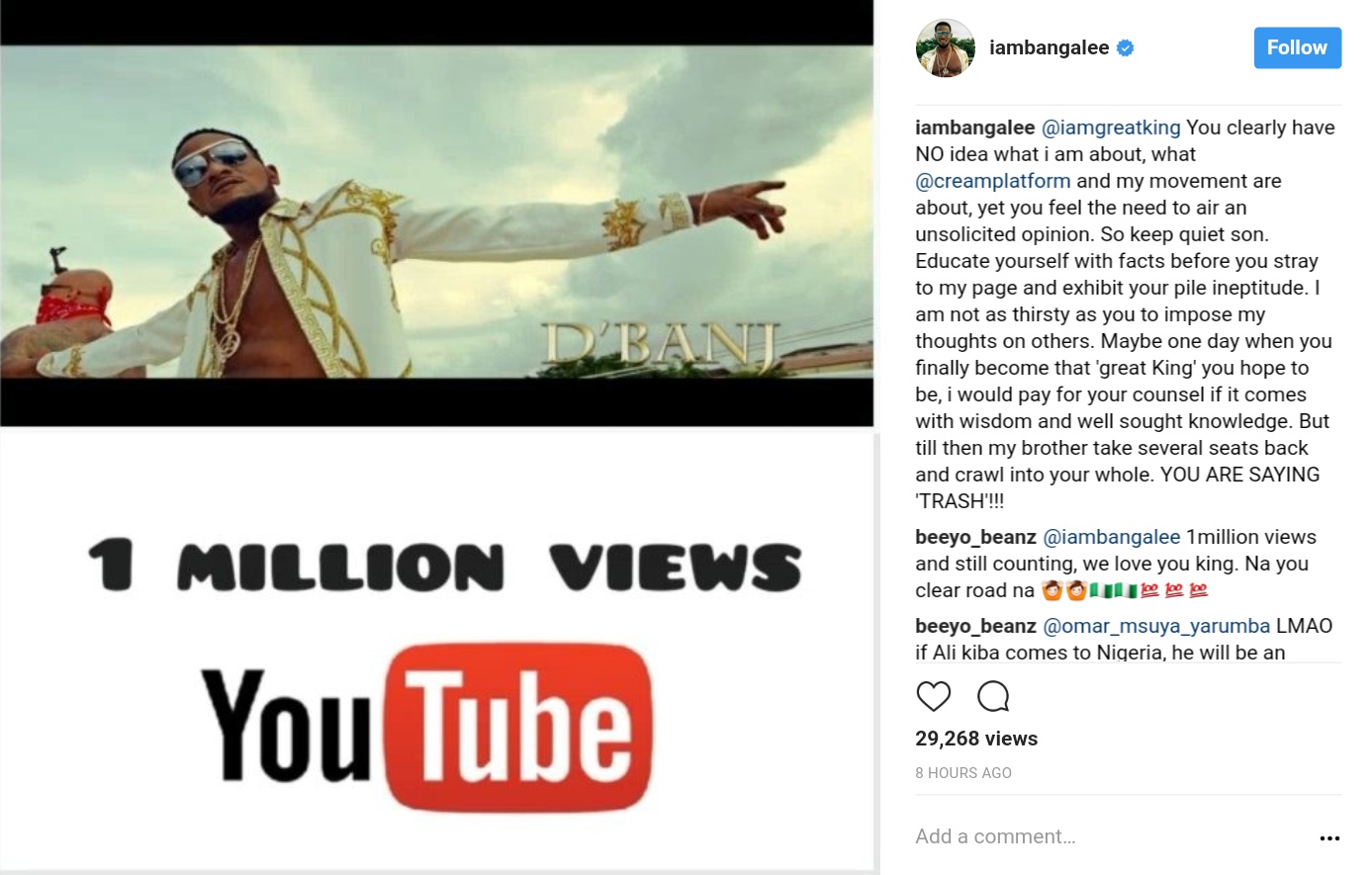 D'banj Slammed A Troll Who Told Him To Quit Music (3)