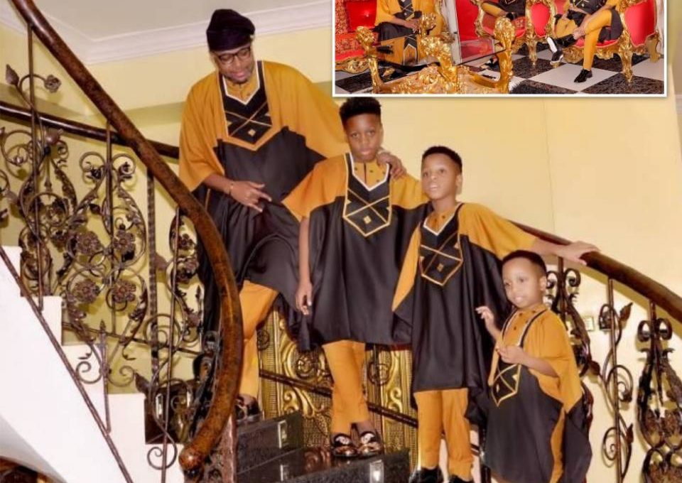 E-Money And His Three Sons Rock Matching Outfits