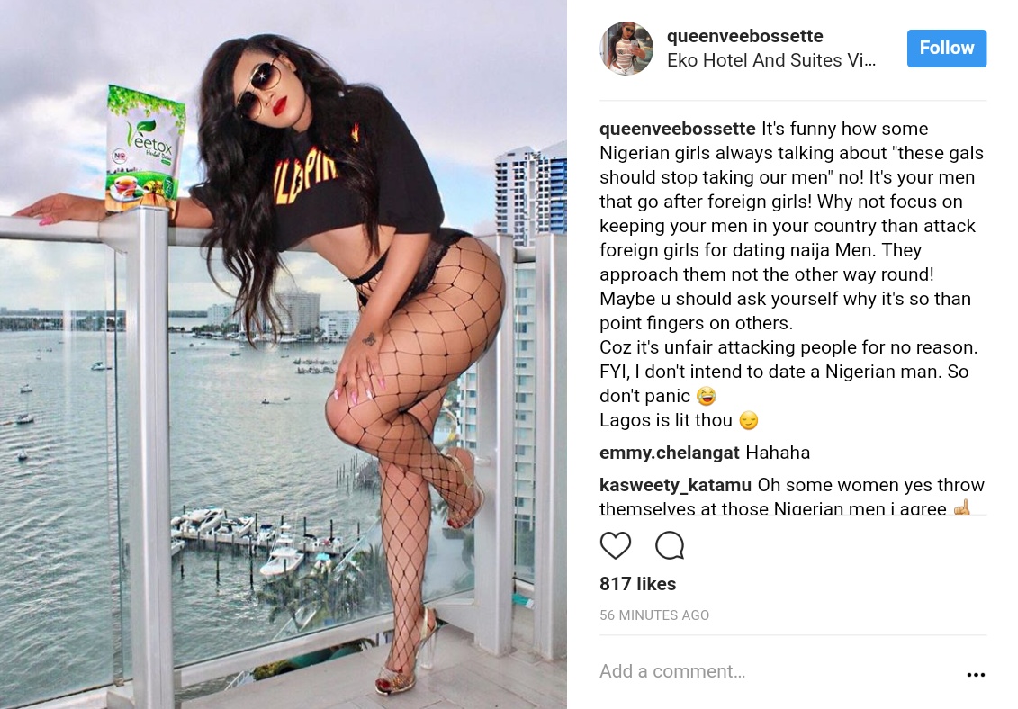 Vera Sidika Calls Out Nigerian Girls Who Say Foreign Ladies Are Taking Their Men (1)
