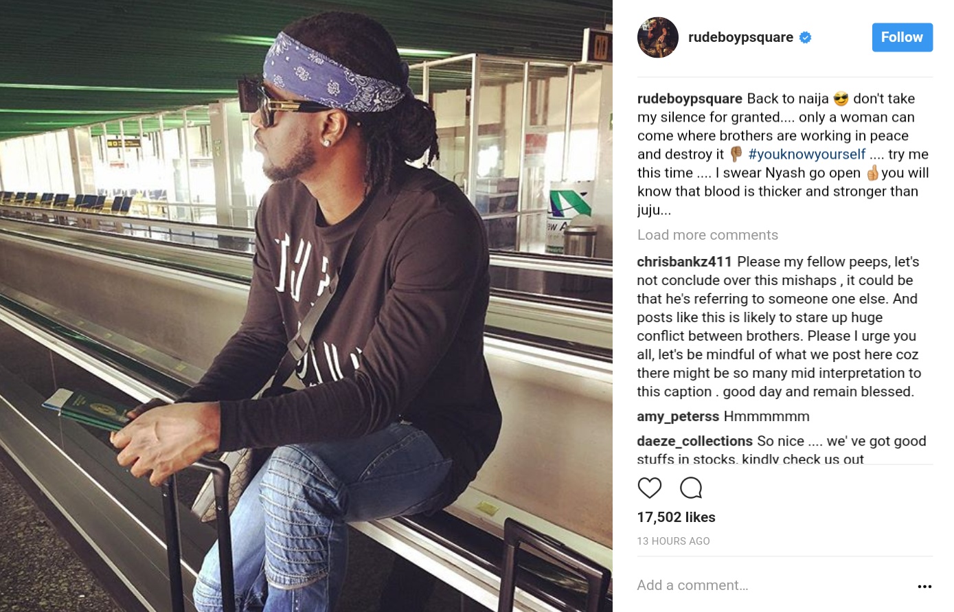 Paul Psquare Thinks Only A Woman Can Get In The Way Of Brothers Working In Peace And Destroy It Using Juju