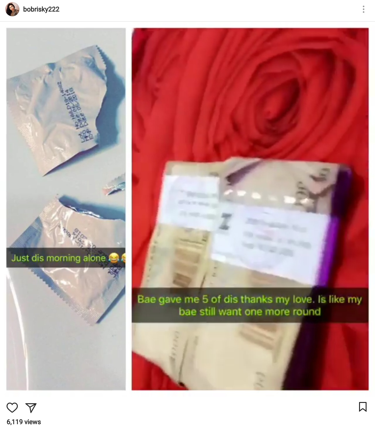 Bobrisky Shares Photos Of Two Torn Open Condom Packets With Wads Of Cash (1)