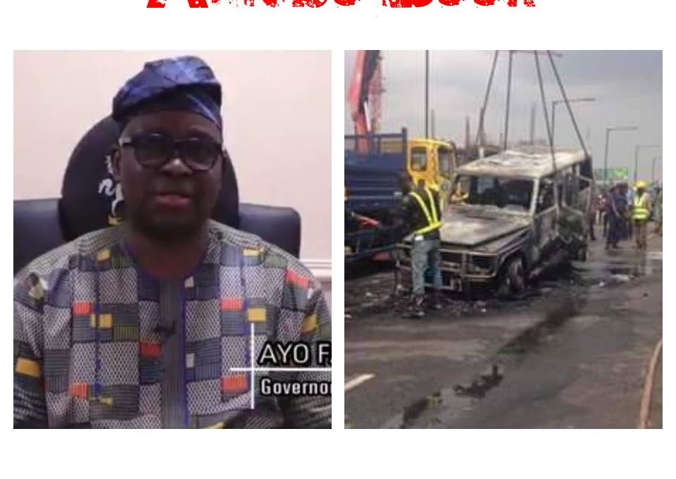 Fayose Escapes Death As Fire Engulfs His Mercedes Benz G-Wagon