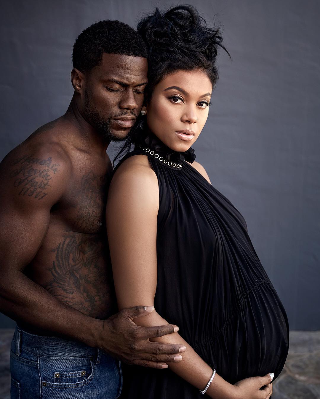 Kevin Hart Shirtless Maternity Photoshoot With Wife Eniko (2)