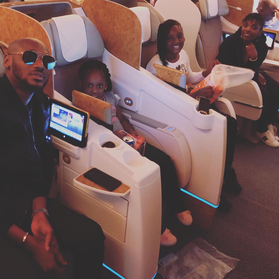 Annie Idibia Birthday Vacation: Tuface Alongside Wife And Kids Pictured On The Plane (2)
