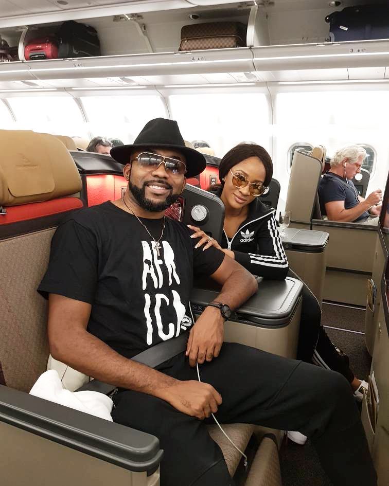 Banky W And Adesua Etomi Pictured On Plane To Cape Town In Preparation For White Wedding (2)