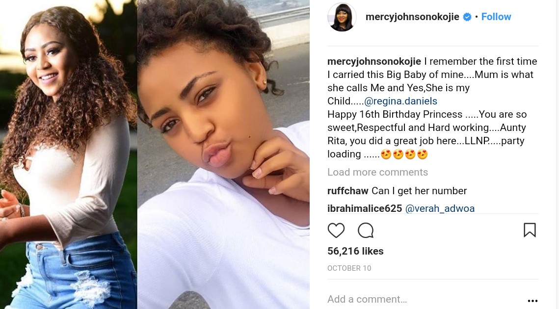 Mercy Johnson Wishes Regina Daniels Happy 16th Birthday